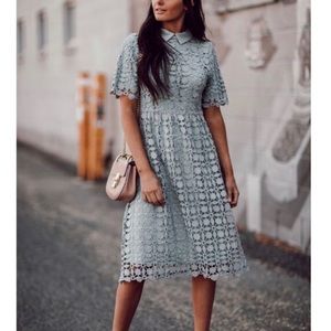 Jessakae Mint romantic collard lace midi dress